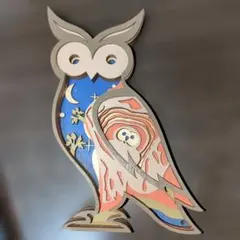 ふくろう　立体オブジェ　木製 置物
