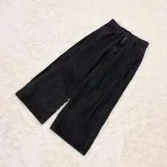 ブラック デニム ワイドパンツ フェードカラー ハイウエスト ストリート Y2K