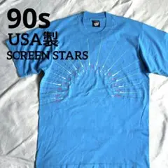 90s USA製 SCREEN STARS アートペイント Tシャツ 幾何学模様