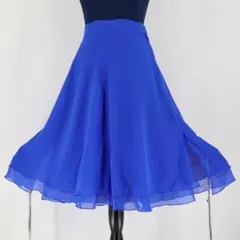 【美品 日本製 社交ダンス衣装】ブルー Chacott スカート レース 青