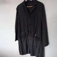 ダークグレー ペイズリー柄プリント ショップコート