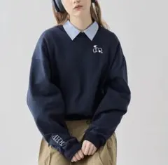 ネイビー idemロゴ刺繍 スウェット トレーナー
