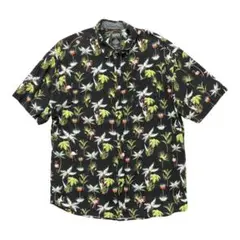 USA 古着 BDシャツ アロハシャツ フラミンゴ メンズXL ブラック