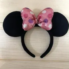 【公式】ディズニー カチューシャ ミニー スパンコール ピンク ドット 水玉