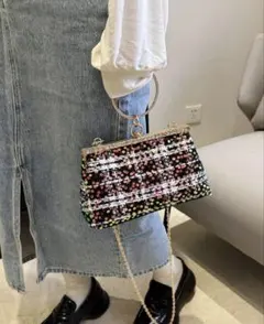 完売品　ショルダーバック　スパンコール　チェーン　ツイード　2way