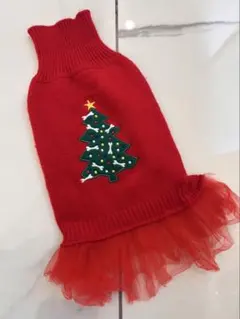犬用【美品】赤いクリスマス犬服 ニット　小型犬用