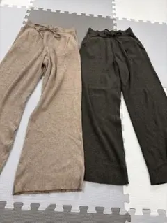 UNIQLO ウォッシャブルリブニットパンツ 2色セット Lサイズ