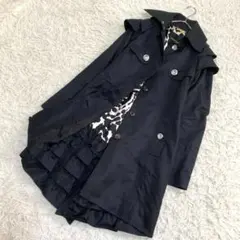 美品✨ドレスキャンプ トレンチコート ビジューボタン フリル ブラック 38