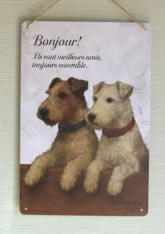 マニーテリア メタルサインプレート　アンティーク調　犬　新品