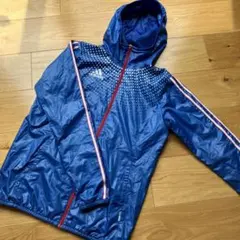 アディダス　adidas ウィンドブレーカー　ジャージ上　フード　青