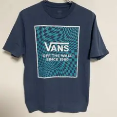 VANS チェック柄 Tシャツ ネイビー L レディース