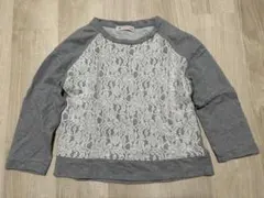 BEAMS HEART レース七分袖トップス グレー