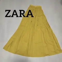 【美品】ZARA ザラ リネン100% ロングフレアスカート イエローのサムネイル