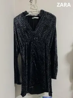 ZARA 黒い長袖ミニワンピース M