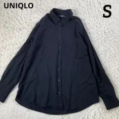 UNIQLO ユニクロ レーヨンブラウス ブラック レギュラーカラー Sサイズのサムネイル