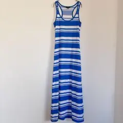 XXI 【S】ノースリーブ ロングワンピース 青　白　ボーダー