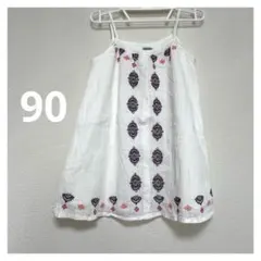 90 BabyGAP ワンピース　刺繍　キャミワンピ　重ね着