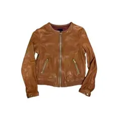 トゥモローランド M ラムレザー ジャケット シングルライダース ノーカラー