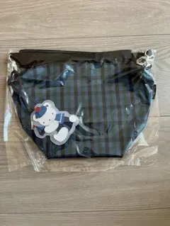 【新品未開封】familiar ファミリア 舟形ポシェット 青系チェック