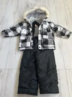 子供用スキーウェアセット 白黒チェック