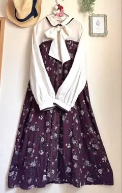 axes femme♡アクシーズファム♡リボン　花柄　ふわり　ロングワンピース