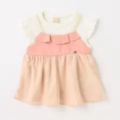 プティマイン　胸フリルチュールドッキングT ピンク　サイズ120