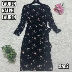美品☆LAUREN RALPH LAUREN ワンピース 黒 花柄 タイト 2