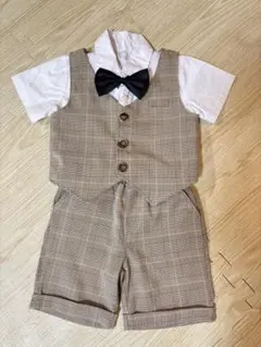 フォーマルスーツ 90cm ベージュチェック