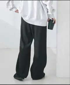 coca リブ編み ブラック ワイドパンツ Mサイズ