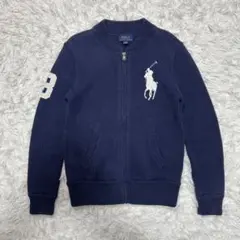 美品 近年 ポロラルフローレン セーター ジップアップ ビッグポニー ネイビー
