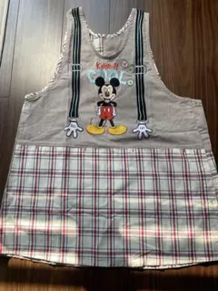ミッキーマウス エプロン チェック柄