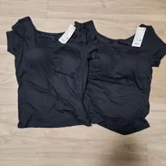 UNIQLOユニクロ　エアリズムシルクブレンドリブブラTシャツ　L　2枚　黒