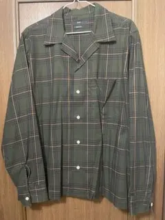 SHIPS リラックスフィット 長袖 オープンカラーシャツ オリーブグリーン