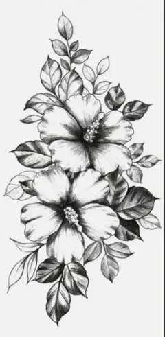 花と葉のタトゥーシール 19cm x 9.6cm