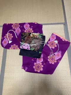 美品　しつけ糸付き　ポップ　アンティーク着物　お正月コーデ