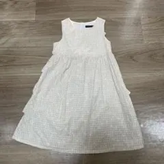 ベベ　ノースリーブチェック刺繍　ワンピース　120
