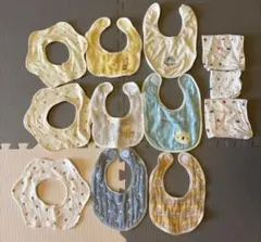 赤ちゃん用スタイ9枚セット ガーゼハンカチ3枚セット