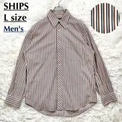 SHIPS ストライプ 長袖 シャツ マルチカラー 大きいサイズ L 秋冬