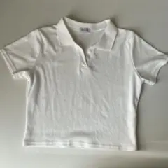 女性用 クロップドポロシャツ 半袖　白