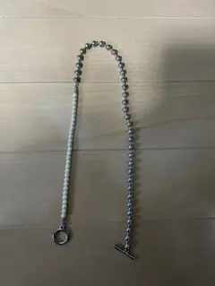 シルバー パール ビーズチェーン ネックレス