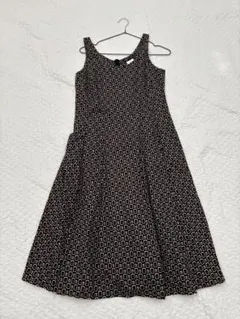 agnès b. ノースリーブワンピース 総柄 ブラック サイズ42