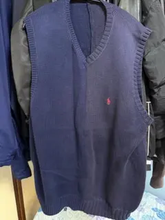 ネイビー ニット Vネックベスト