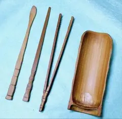 中国茶器　作法用セット•竹製　茶道具古董品茶碗紅茶ウーロン茶台湾茶皿中国土産
