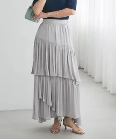 La boutique BonBon イレヘムティアードスカート ライトグレーのサムネイル