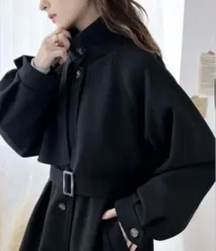 スタンドカラーボリュームスリープニットモッサロングチェスターオーバーサイズコート