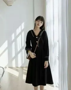 レディース　ワンピース　大人可愛い　上品　ロング丈　韓国春コーデ6