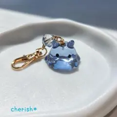 めんだこ レジンチャーム 大 クリアブルー キーホルダー めじるしアクセサリー
