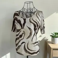 Max Mara マックスマーラ 総柄 半袖 カットソー TシャツL イタリア製のサムネイル
