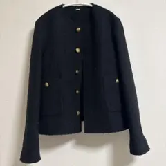 ミラオーウェン　ノーカラーツイードJK