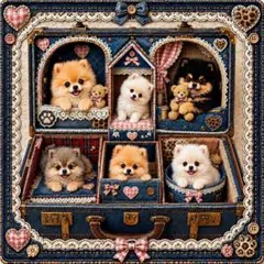新柄‼️犬柄【329】限定パネル生地　ポメラニアン